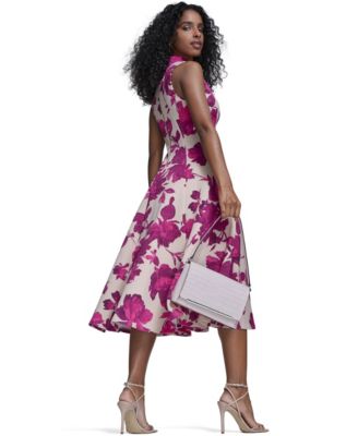 Women's V-Neck Printed Midi Dress