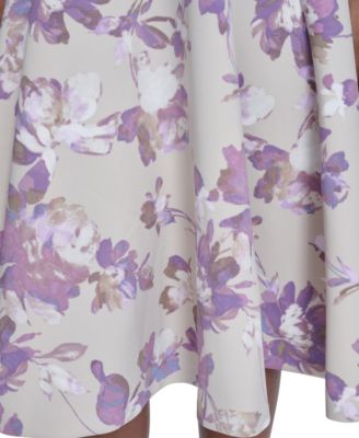 Women's Short-Sleeve Scuba Midi Dress