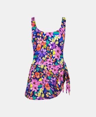 Women's Scoop Neck Tie Knot One Piece Swimsuit Swim Dress