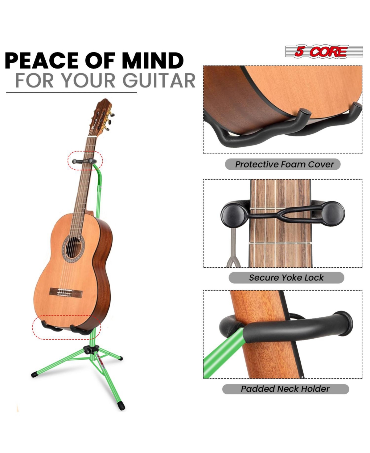 5 Core Guitar Stand Floor Foldingholder Soporte Para Guitarra for Acoustic Electric Bass
