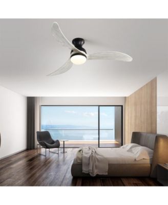 52-inch Modern Classic Black 3-Blade Flush Mount with Intelligent Remote Control and Light