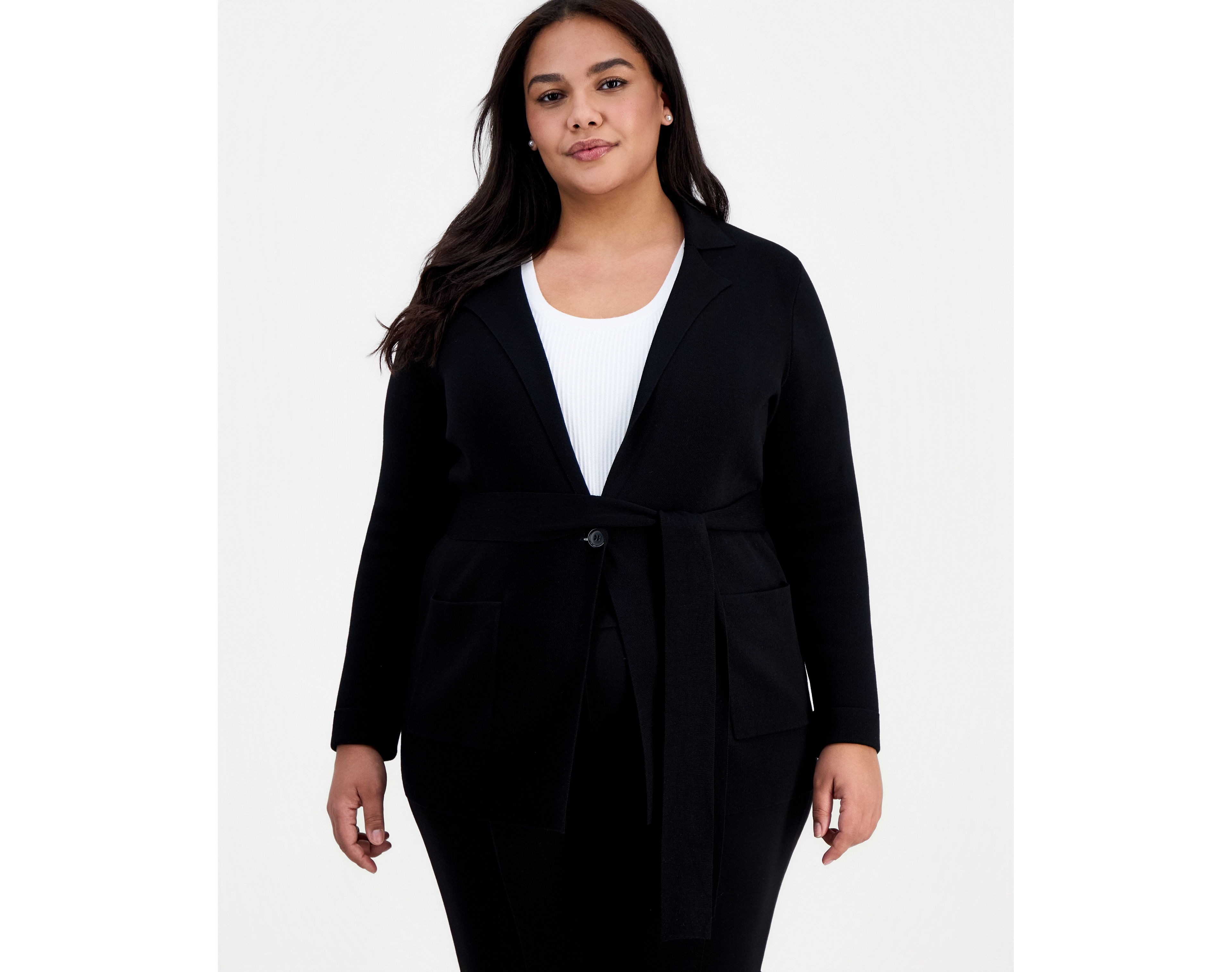 Tahari Asl Plus Tie-Waist Cardigan