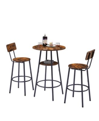 Casainc Round Stool Set with Shelf and Backrest