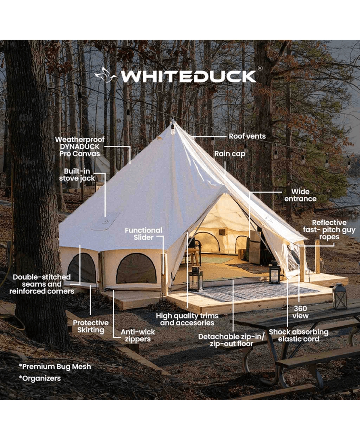 White Duck Outdoors Avalon Bell Tent 20' (Fire Water repellent)
