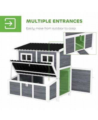 39" Wooden Chicken Coop with Nesting Box, Tray, for 4-6 Chickens