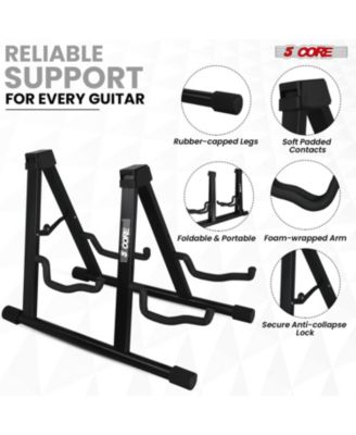 Double Guitar Stand Floor Adjustable A Frame Folding Acoustic Electric Guitars Holder Stands GSS 2N1 BLK