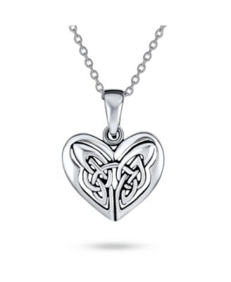 Celtic-Inspired Love Knot Necklace and Heart Stud Earrings Jewelry Set Oxidized Sterling Silver