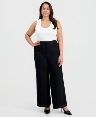 Plus Size Mid-Rise Wide-Leg Pants