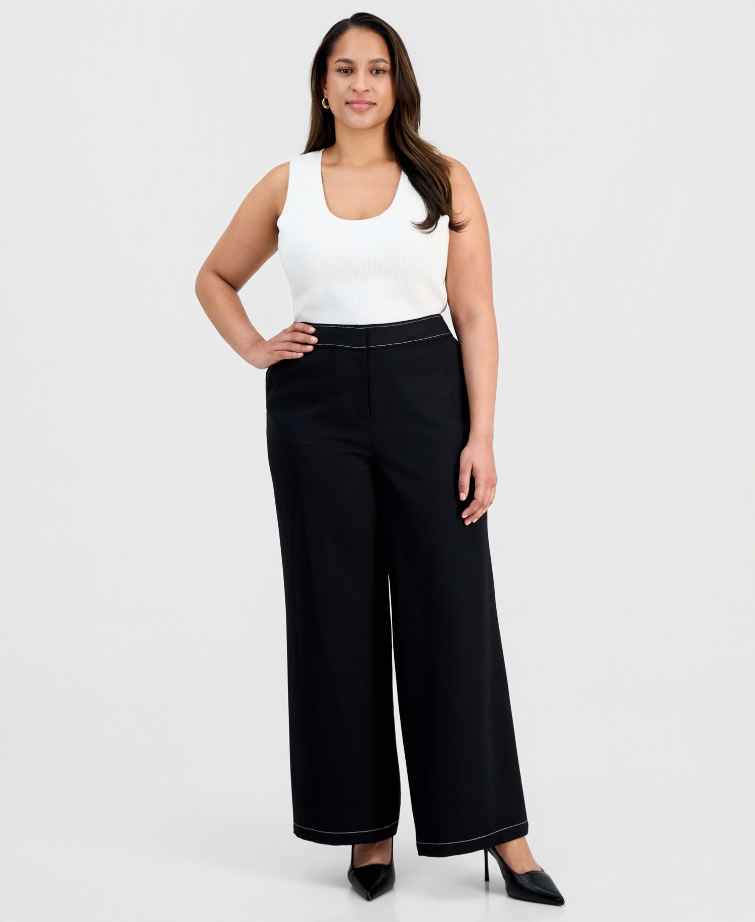 ASL Plus Size Mid-Rise Wide-Leg Pants