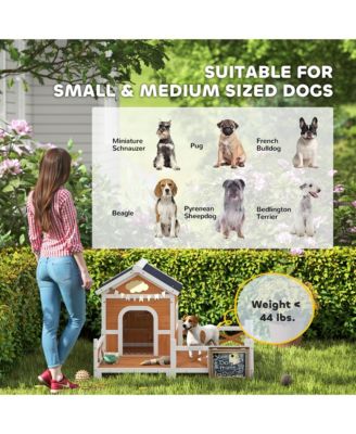 Outdoor Dog House, Wooden Dog House with Large Porch