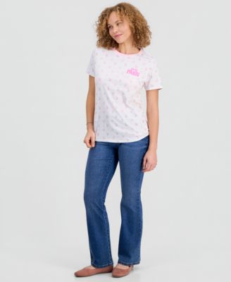 Juniors' Paris Ditsy Floral Graphic Cotton T-Shirt