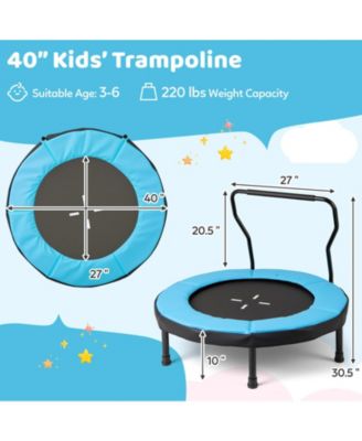 40'' Trampoline for Kids Indoor/Outdoor Fitness Trampoline w/ Foam Handlebar