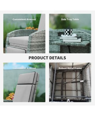 Outdoor Recliner Chair with Adjustable Backrest, Cushion,