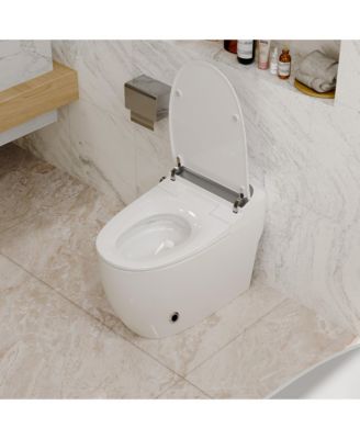 Heated Smart Bathroom Fixture Seat With Soft-Close Cover, Night Light, Foot Sensor Flush, Power Outage Flush