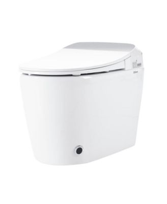 Heated Smart Bathroom Fixture Seat With Soft-Close Cover, Night Light, Foot Sensor Flush, Power Outage Flush