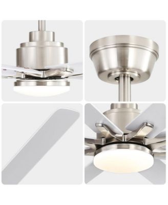 52-inch Modern Exquisite Sand Nickel 8-Blade Ceiling Fans with Adjustable Led Lights and Intelligent Remote Control.