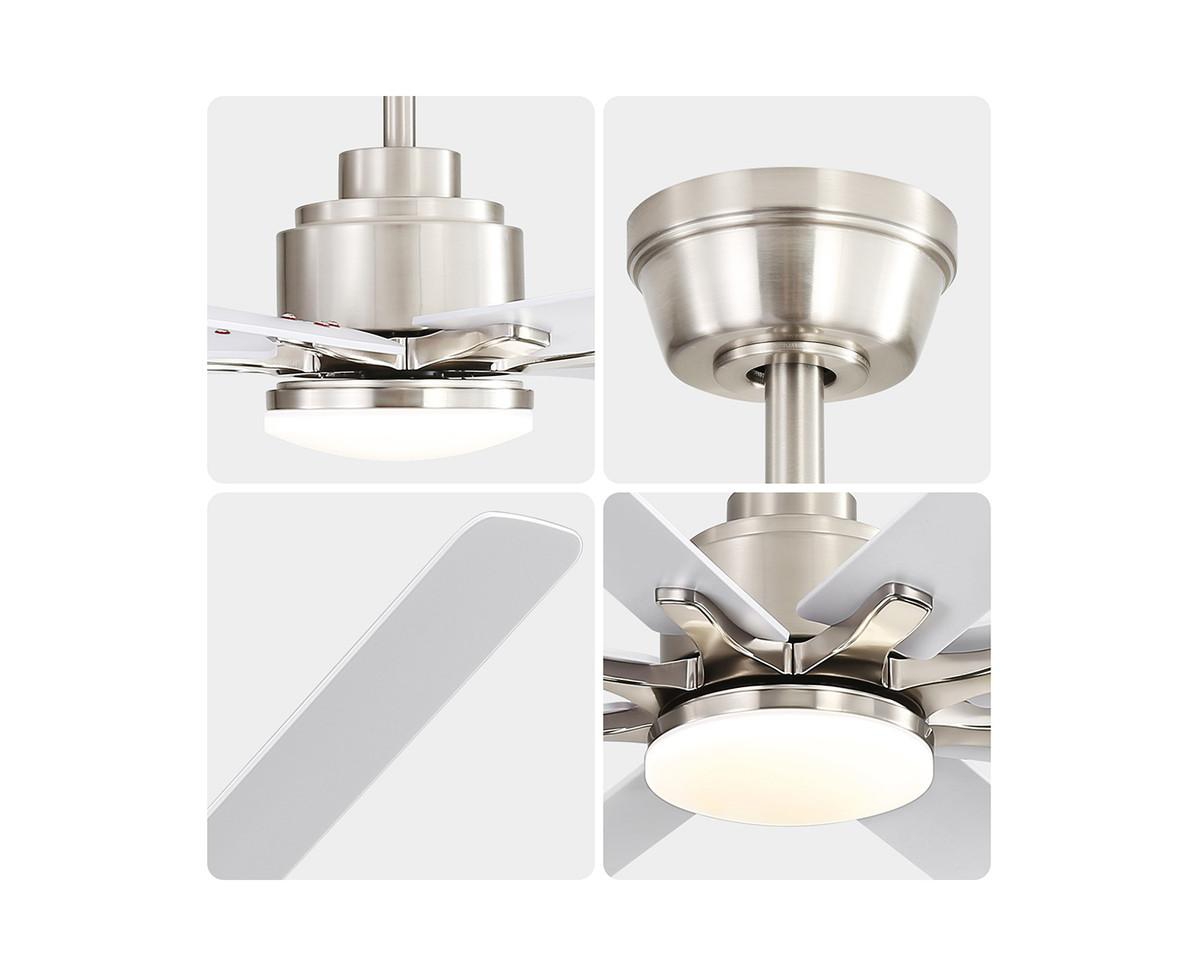 Sofucor 52-inch Modern Exquisite Sand Nickel 8-Blade Ceiling Fans with Adjustable Led Lights and Intelligent Remote Control.