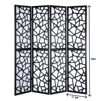Giyano 4 Panel Screen Room Divider, Black