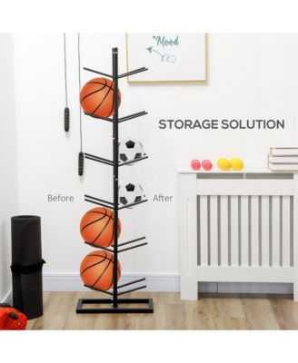 Ball Storage Rack, Basketball Holder, 12-Ball Organizer