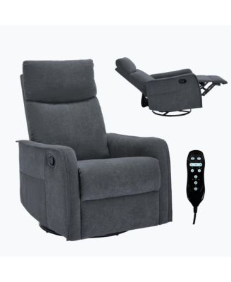 Heat Massage Manual Recliner Chair with Rocker and Swivel in Fabric for Living Room