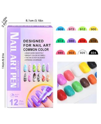 12 Regular Colors Acrylic Paint Pens, Nail Graffiti Pen Waterproof and Quick-Drying for DIY Art Creation