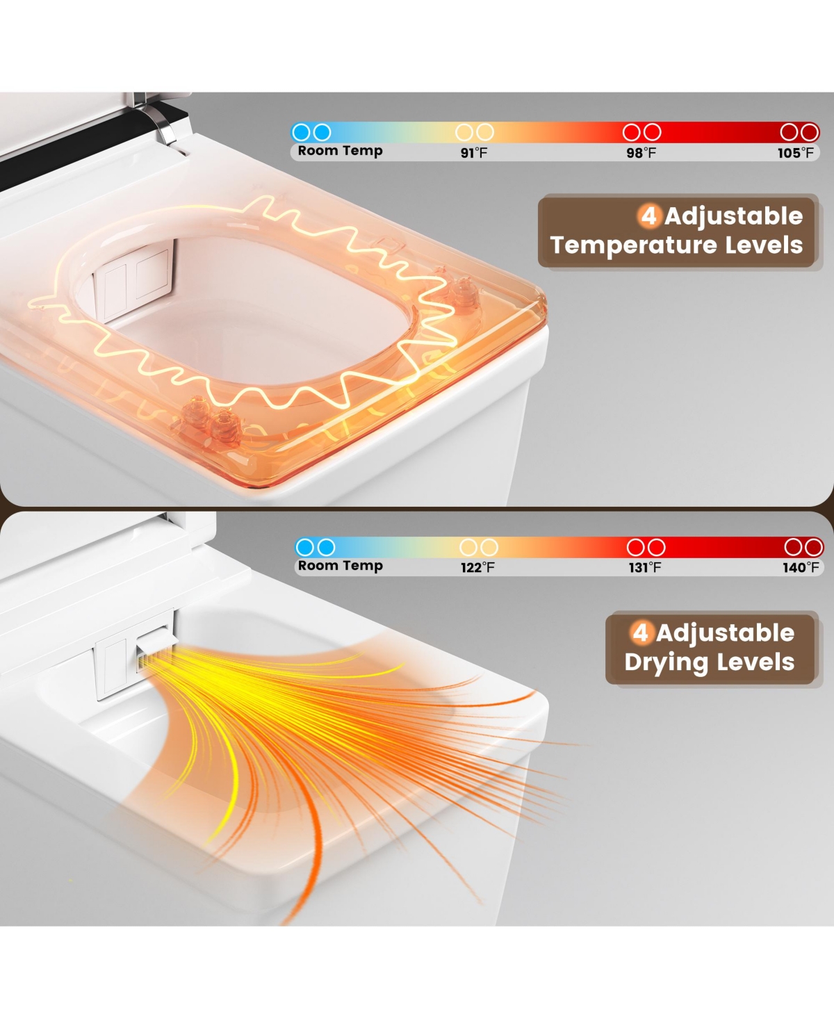 Casainc Smart One-Piece Bathroom Fixture With Heated Seat, Auto Flush, Wash, Dryer And Digital Display