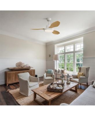 47-inch Modern White 3 Blades Ceiling Fan with Six-Speed Remote Control and Timing Function and Light Kit