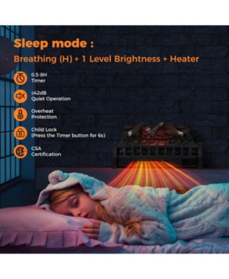 26 Inch Electric Fireplace Heater with Remote Control and Realistic Lemonwood Ember Bed-Black