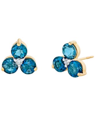 Blue Topaz (1-3/4 ct. t.w.) & Diamond Accent Stud Earrings in 14k Yellow Gold