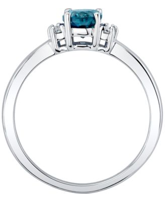 Blue Topaz (1 ct. t.w.) & Diamond Ring (1/10 ct. t.w.) in 14k White Gold