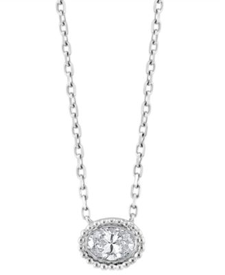 Diamond Oval Pendant Necklace (1/3 ct. t.w.) in 14k White Gold