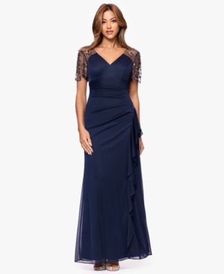 xscape navy beaded dress Xscape Women's Beaded V-Neck Dress - Navy