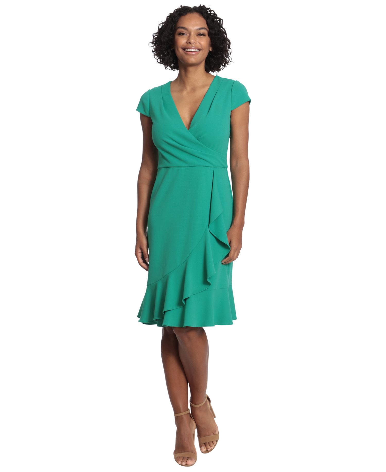 Petite V-Neck Jersey Fit & Flare Dress