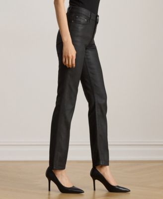 Petite Coated High-Rise Straight Ankle Jeans