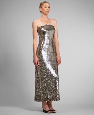 Women's Strapless Sequin Midi Dress