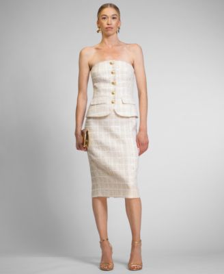 RACHEL Rachel Roy - Women's Ellison Strapless Tweed Midi Dress