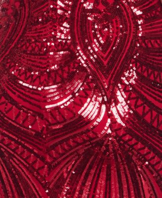 Juniors' V-Neck Sequined Gown