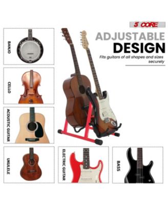 Double Guitar Stand Floor Adjustable A Frame Folding Acoustic Electric Guitars Holder Stands GSS 2N1 RED