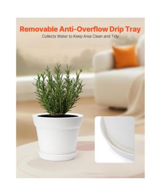 Set of 16 Plastic Plant Pots with Saucers and Drainage Holes