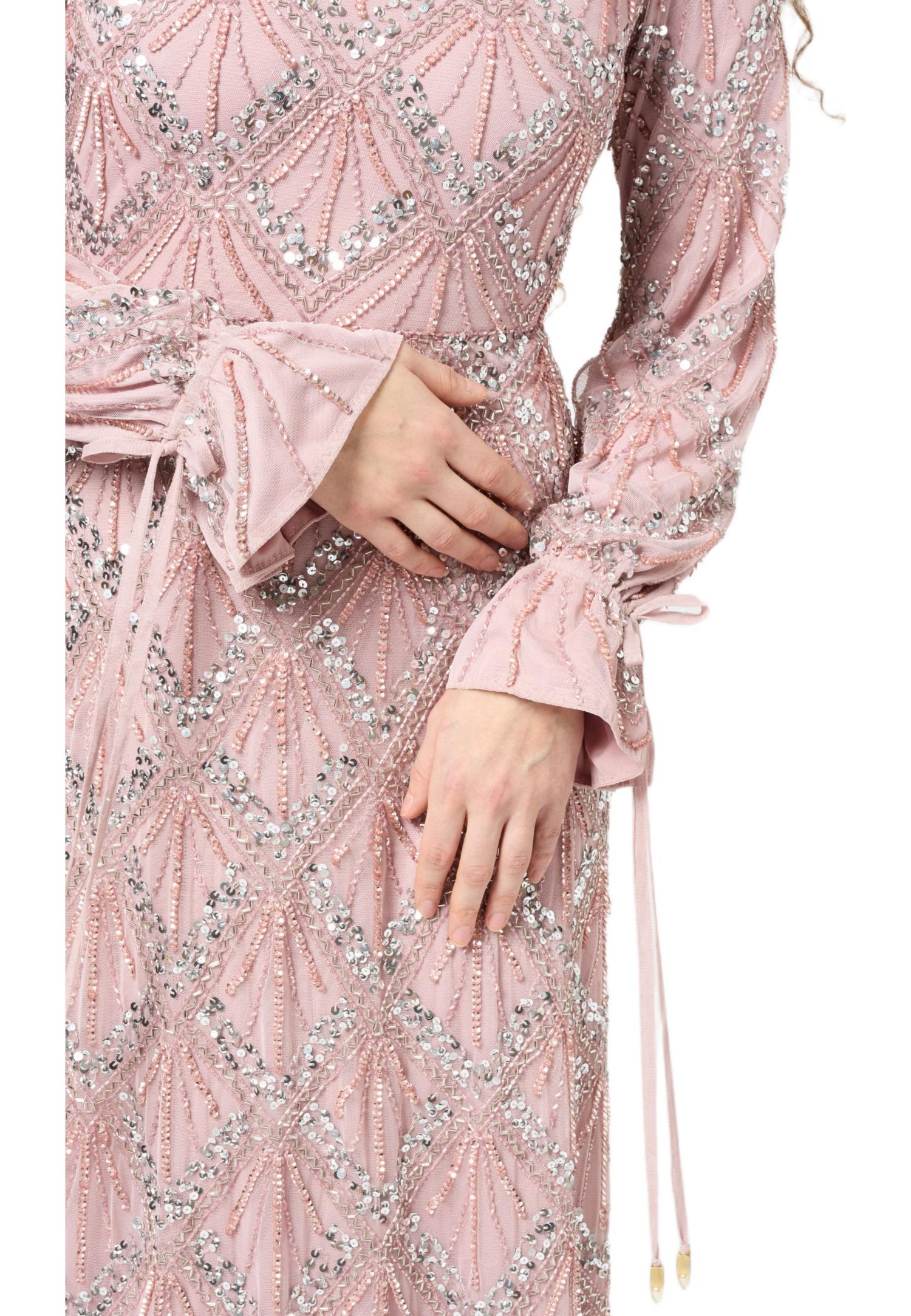 Women's Modest Embellished Sequin Beaded Dress