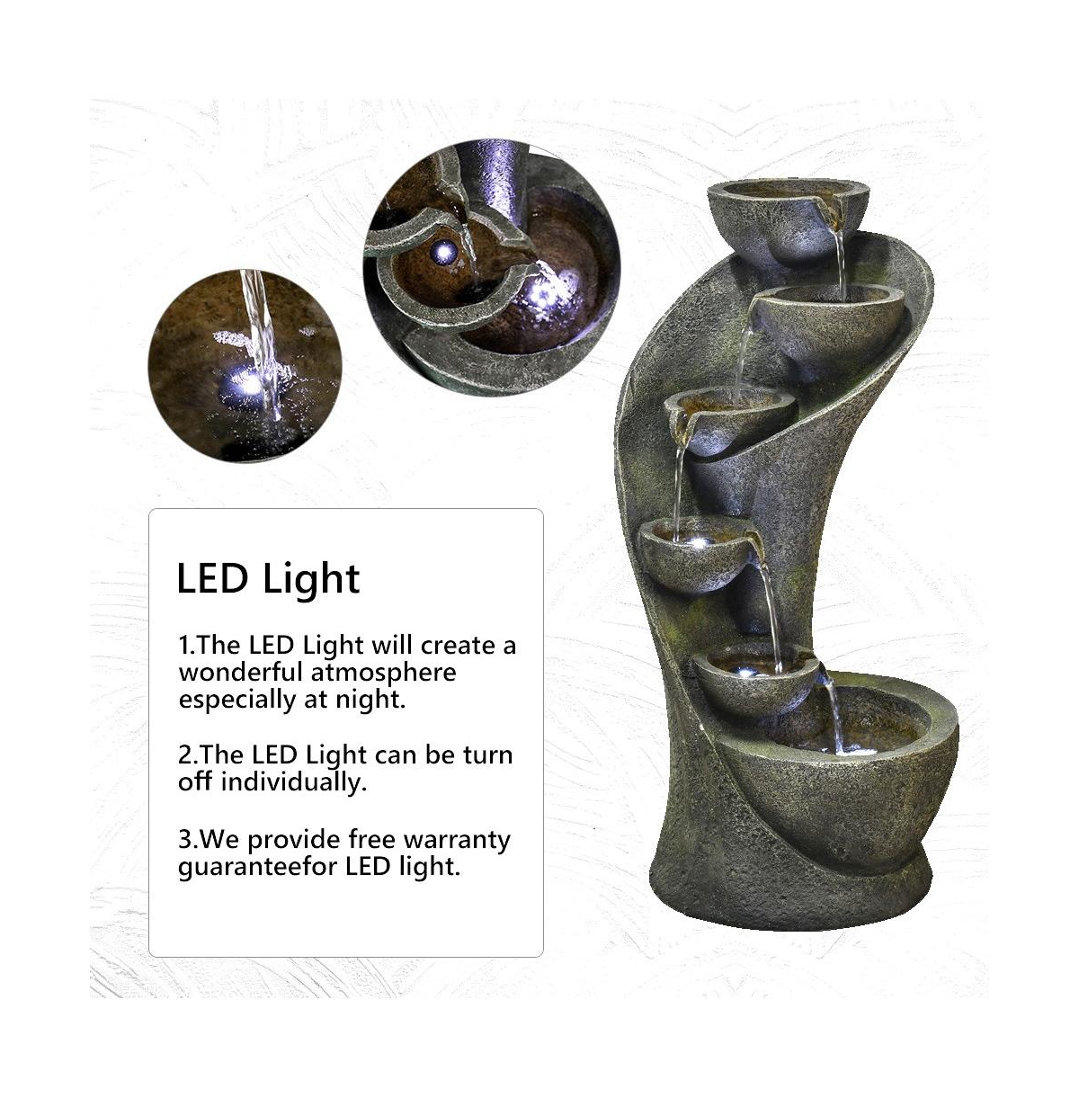 SunJet 23.6" Outdoor Water Fountain with Led Lights