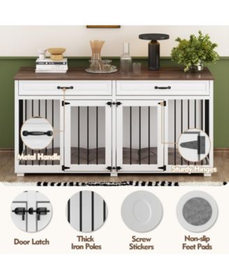 Indoor Dog Crate Furniture, Dog Cage Kennel with 2-Drawers