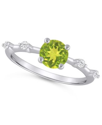 Amethyst (3/4 ct. t.w.) and White Diamond (1/10 ct. t.w.) Ring in 10k White Gold 