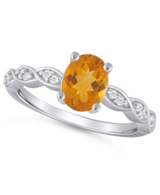 Amethyst (1-1/5 ct. t.w.) and White Diamond (1/20 ct. t.w.) Ring in 10k White Gold 