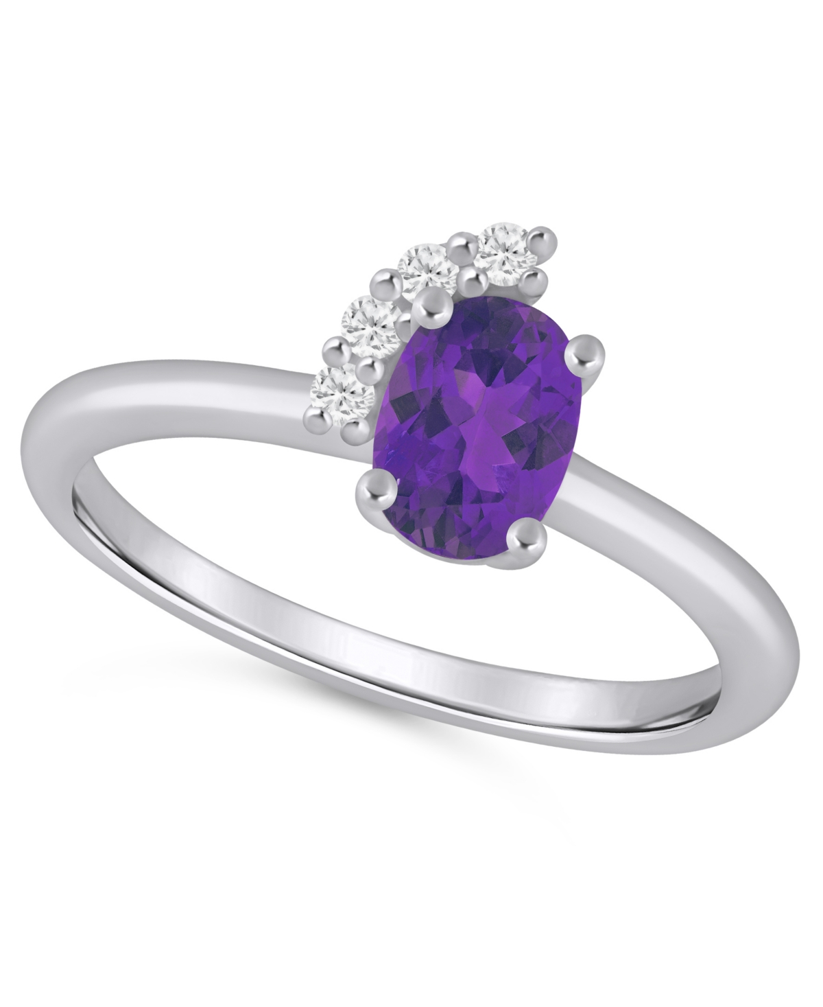Macy's Amethyst (3/4 ct. t.w.) and White Diamond (1/20 ct. t.w.) Ring in 10k White Gold - Amethyst