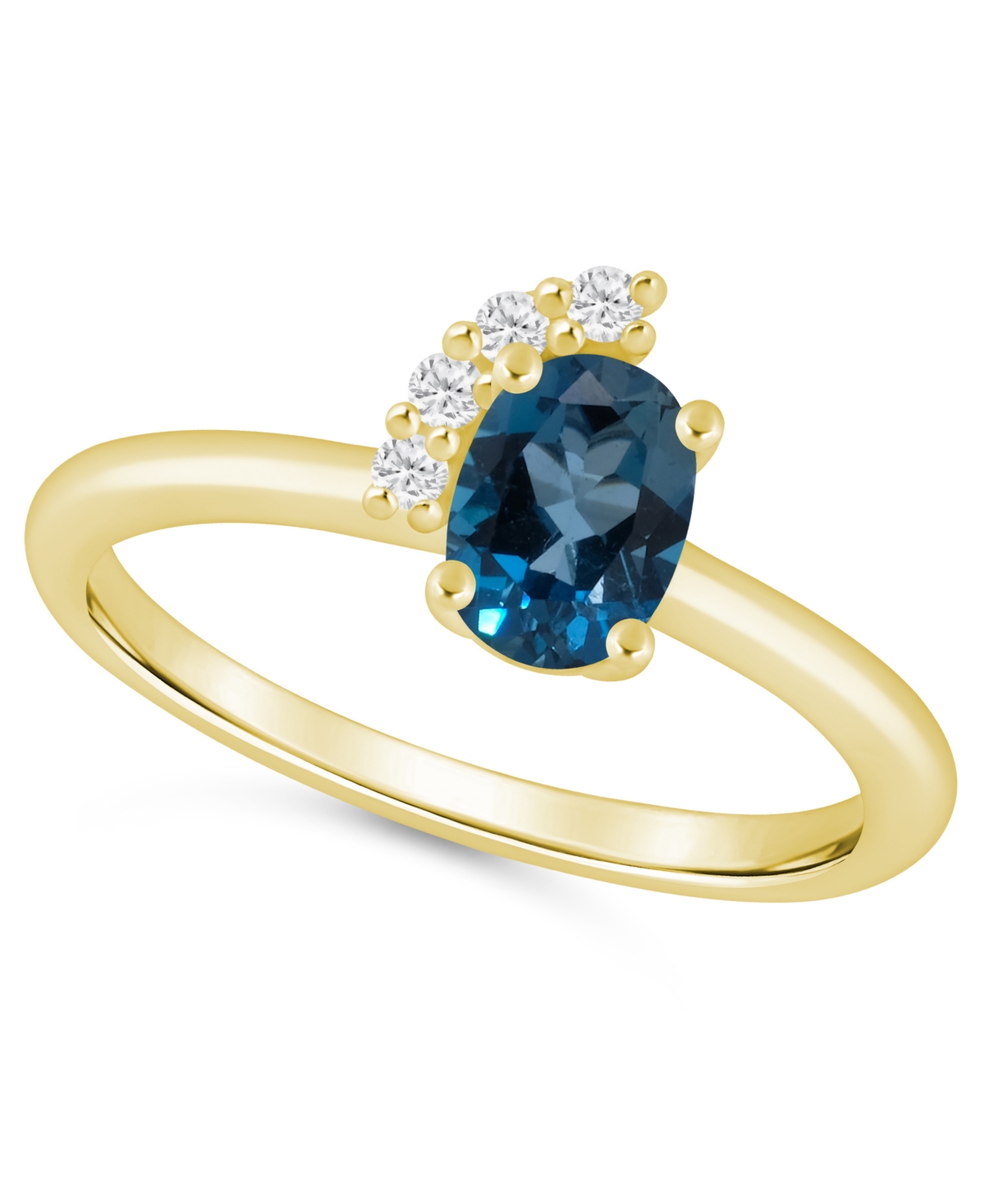 Macy's Amethyst (3/4 ct. t.w.) and White Diamond (1/20 ct. t.w.) Ring in 10k White Gold - London Blue Topaz