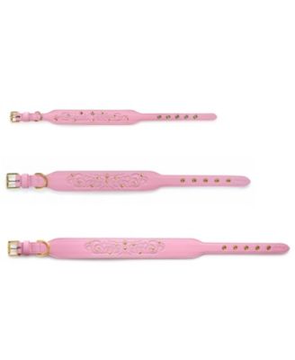 Blueberry Pet Silver-Powered Freshness Microfiber Suede Dog Collar – Embossed Classic Pattern with Bronze Studs