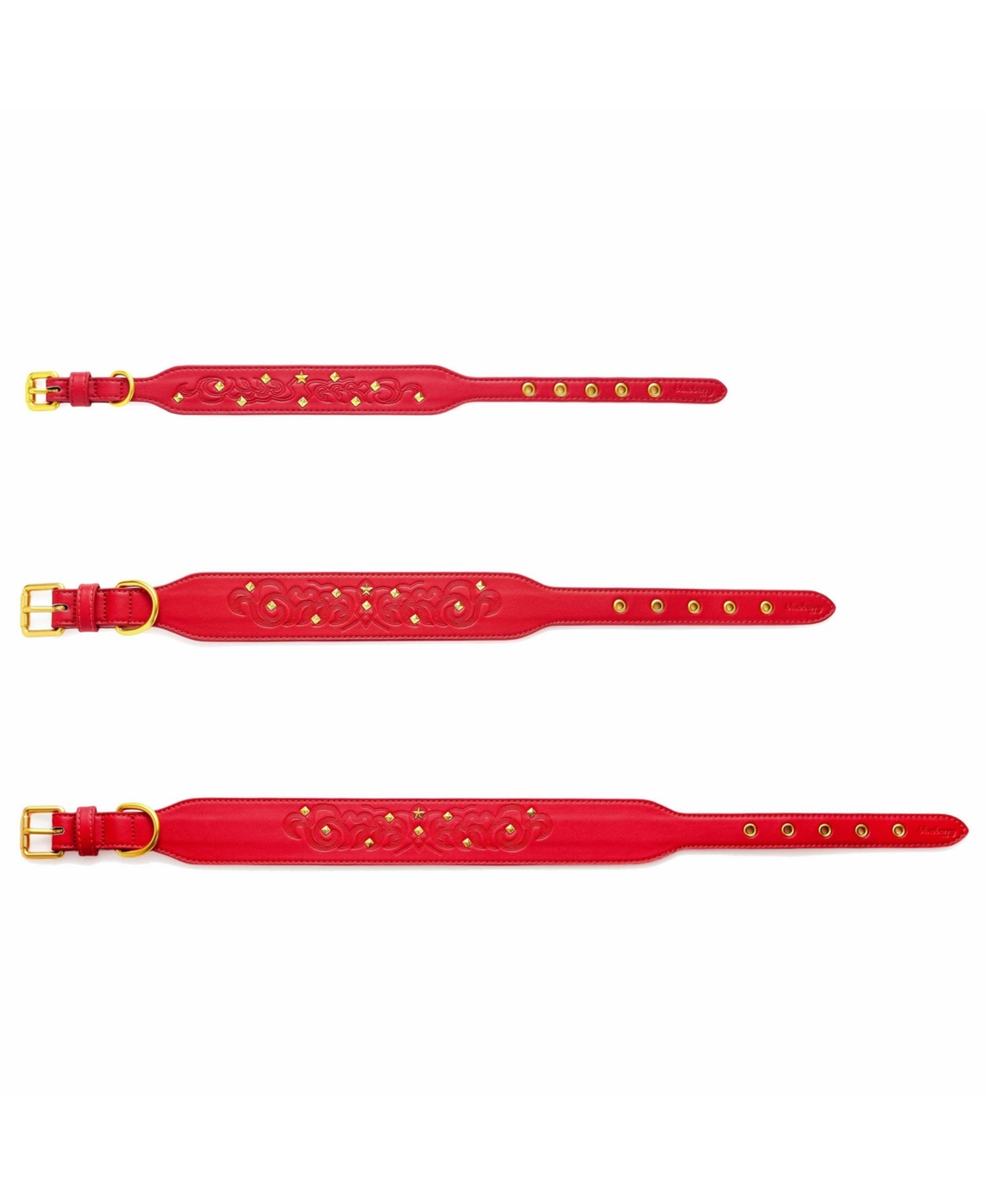 Blueberry Pet Silver-Powered Freshness Microfiber Suede Dog Collar – Embossed Classic Pattern with Bronze Studs