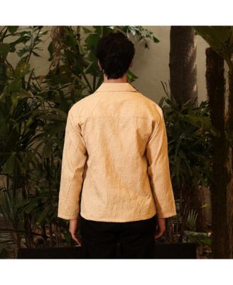 Men's Buff Beige Quad-Tactile Oversized Shirt.