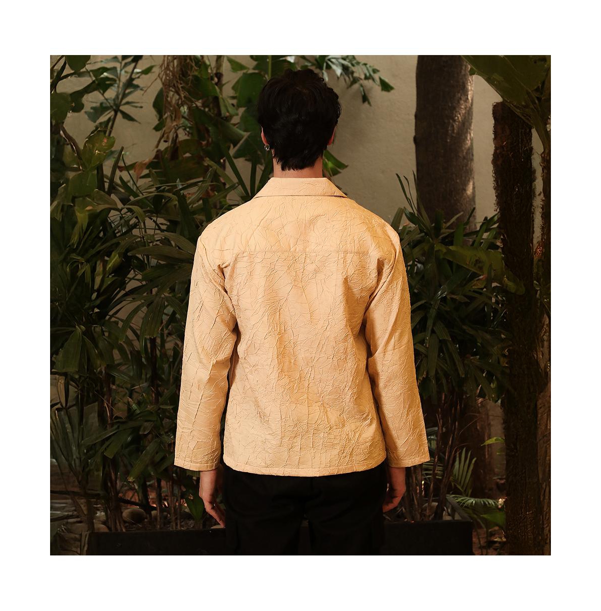 Campus Sutra Men's Buff Beige Quad-Tactile Oversized Shirt.